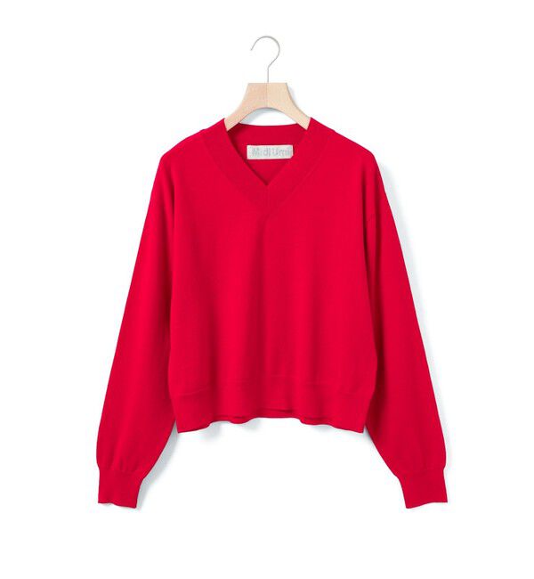 MidiUmi「MidiUmi Vネックニットプルオーバー」|ニット・セーター|レッド