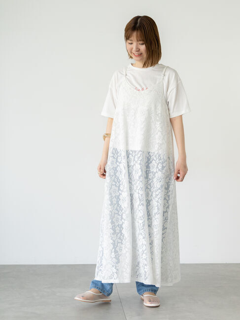 Lugnoncure「総レースキャミワンピース」|ワンピース|オフホワイト