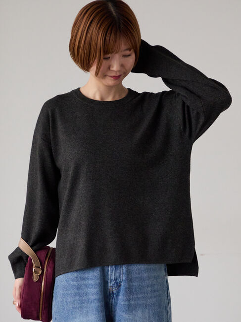 Lugnoncure「もちもちクルーネックニット」|ニット・セーター|チャコールグレー