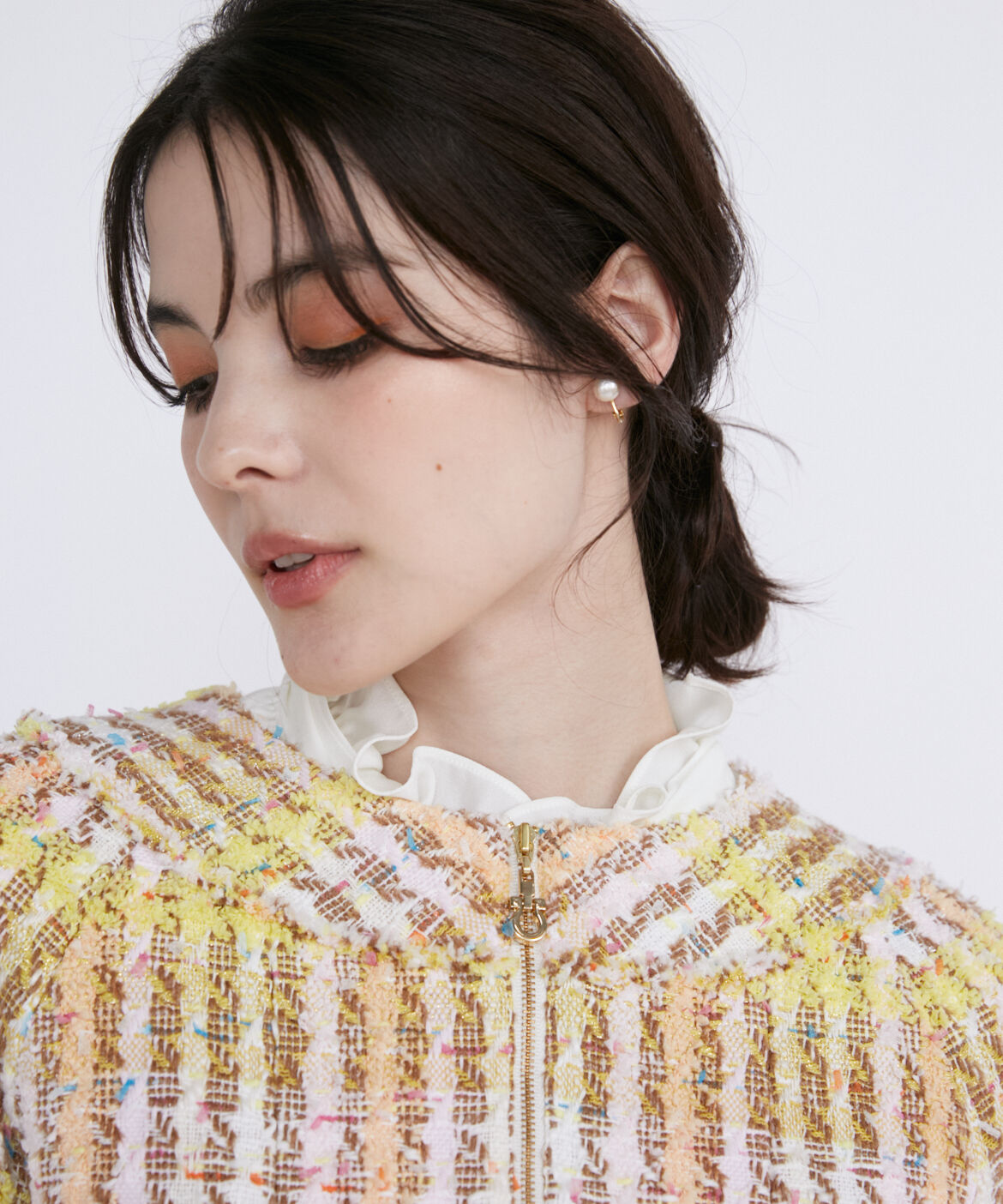 Maglie le cassetto「《M Maglie le cassetto》コットンキャンディーツイードジャケット」|ノーカラージャケット|