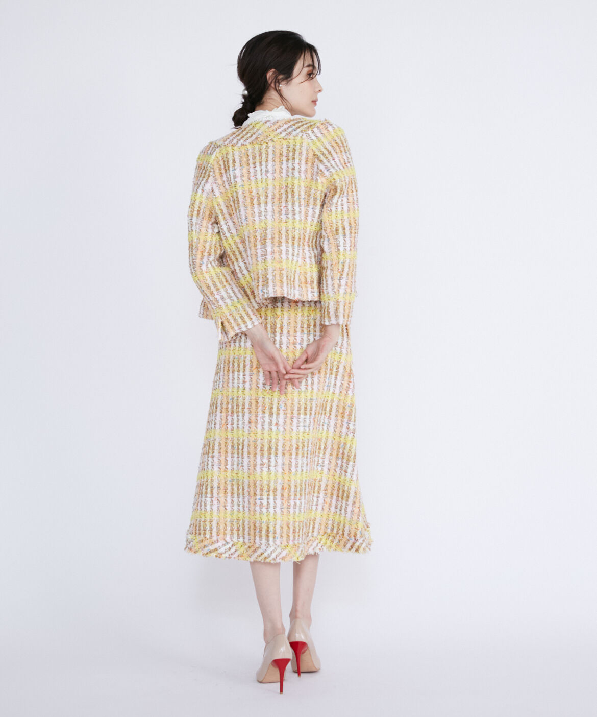 Maglie le cassetto「《M Maglie le cassetto》コットンキャンディーツイードジャケット」|ノーカラージャケット|