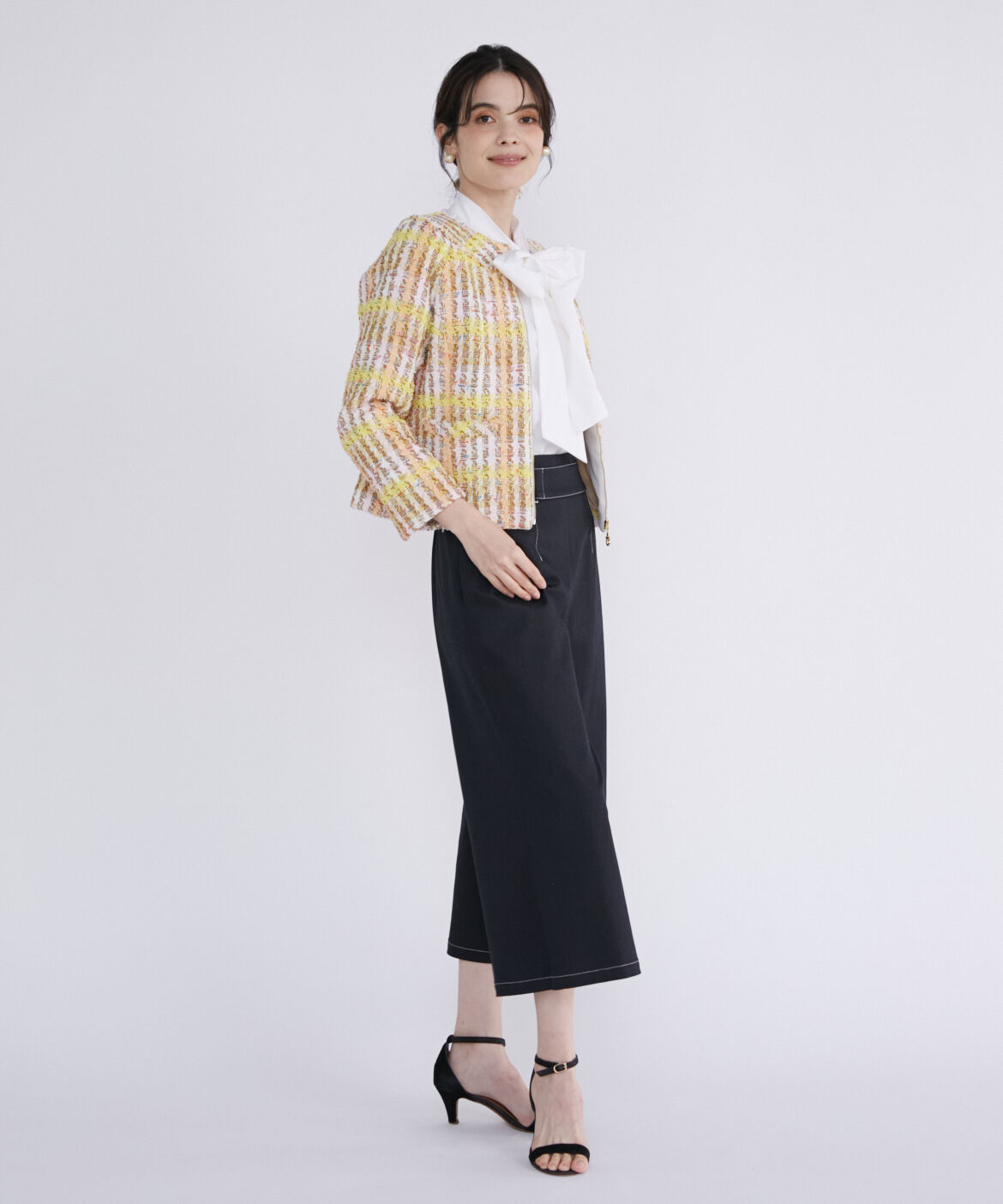 Maglie le cassetto「《M Maglie le cassetto》コットンキャンディーツイードジャケット」|ノーカラージャケット|