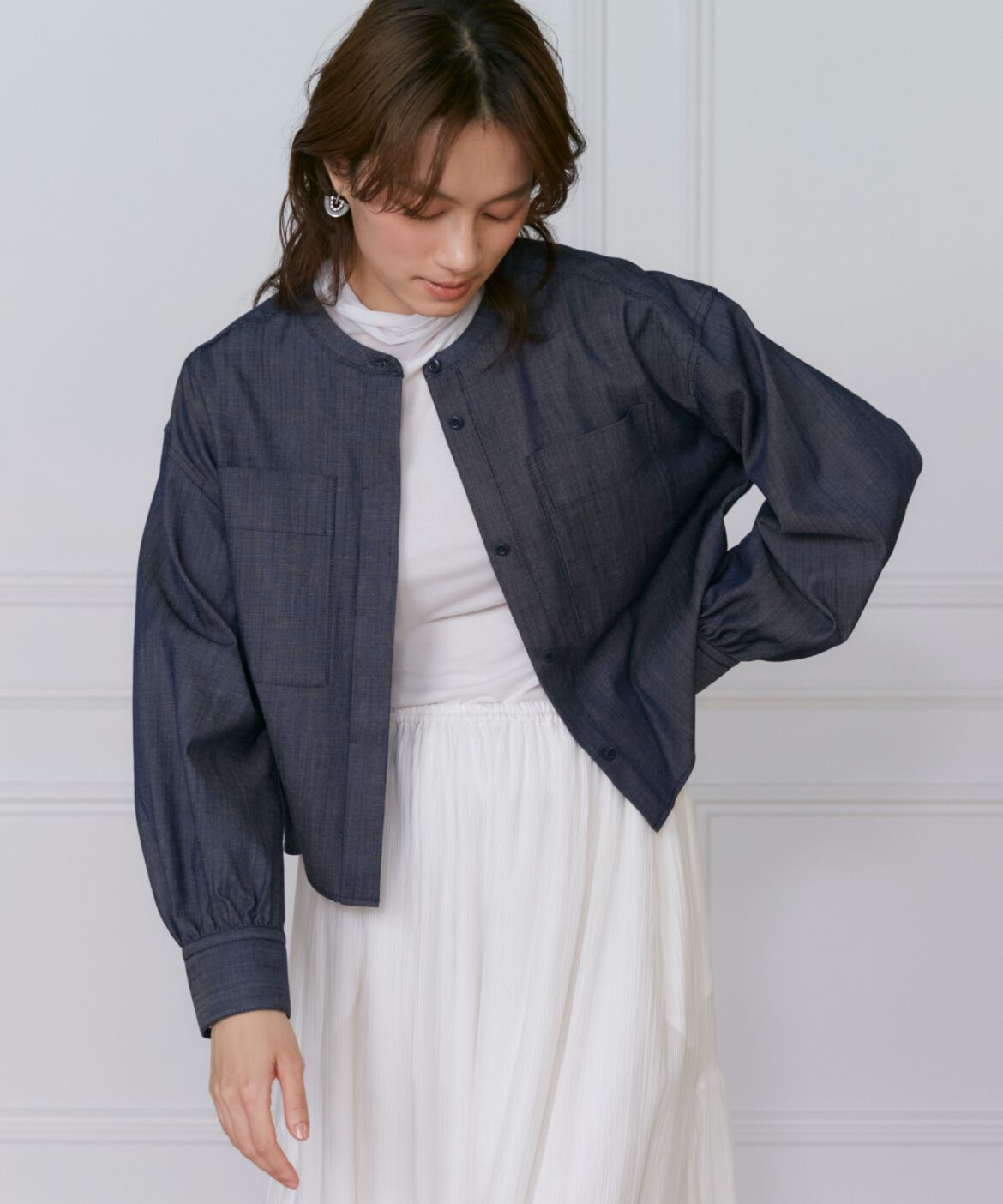 INED「《大きいサイズ》デニム風ブラウス」|シャツ・ブラウス|インディゴ9