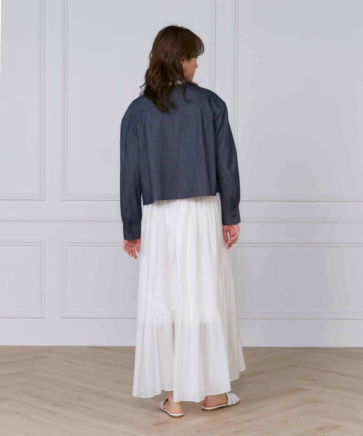 INED「《大きいサイズ》デニム風ブラウス」|シャツ・ブラウス|