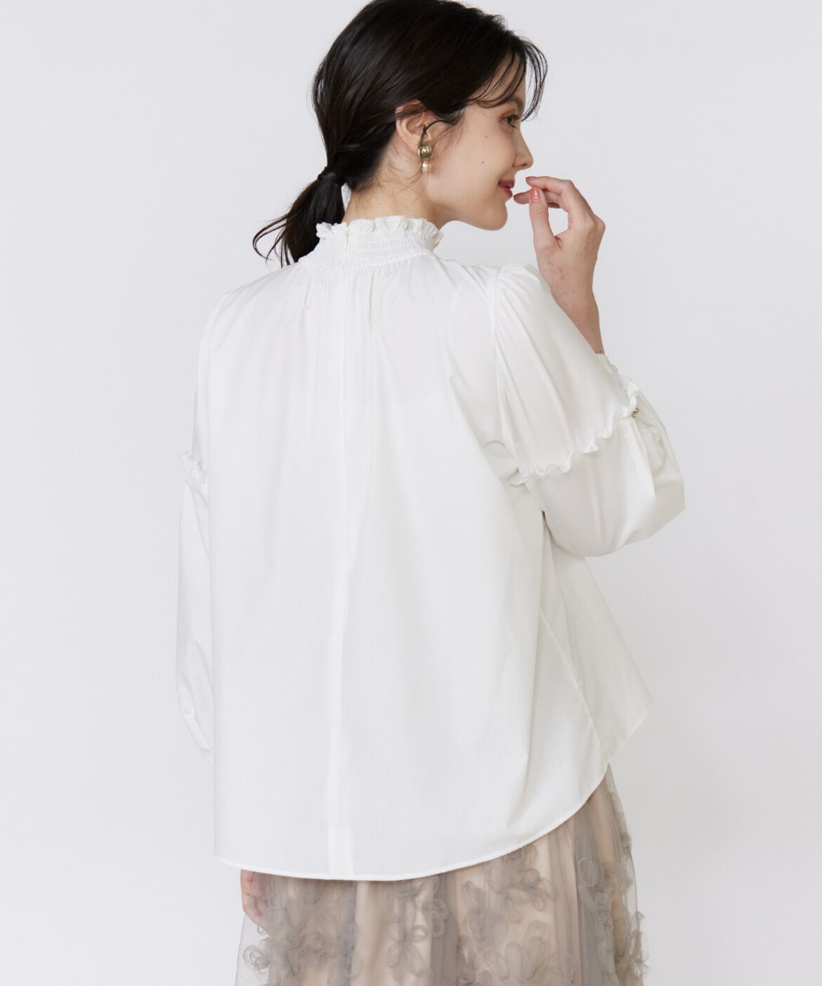 Maglie le cassetto「袖ビジューボウタイブラウス」|シャツ・ブラウス|
