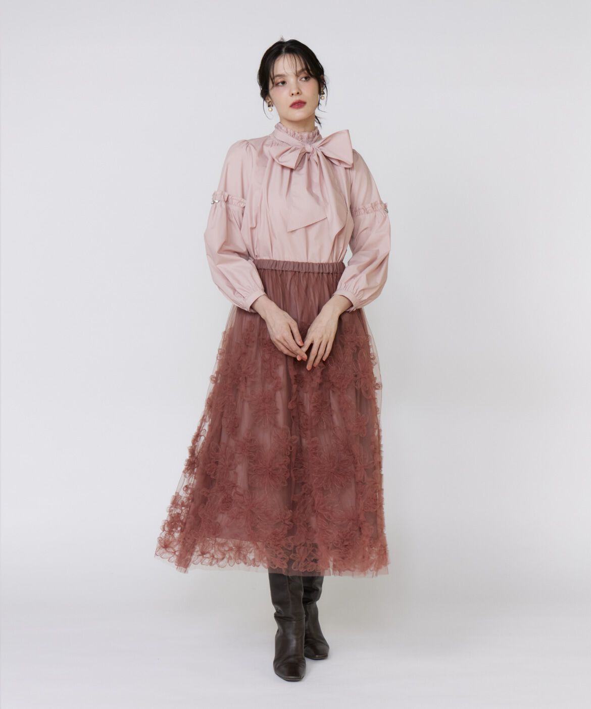 Maglie le cassetto「袖ビジューボウタイブラウス」|シャツ・ブラウス|