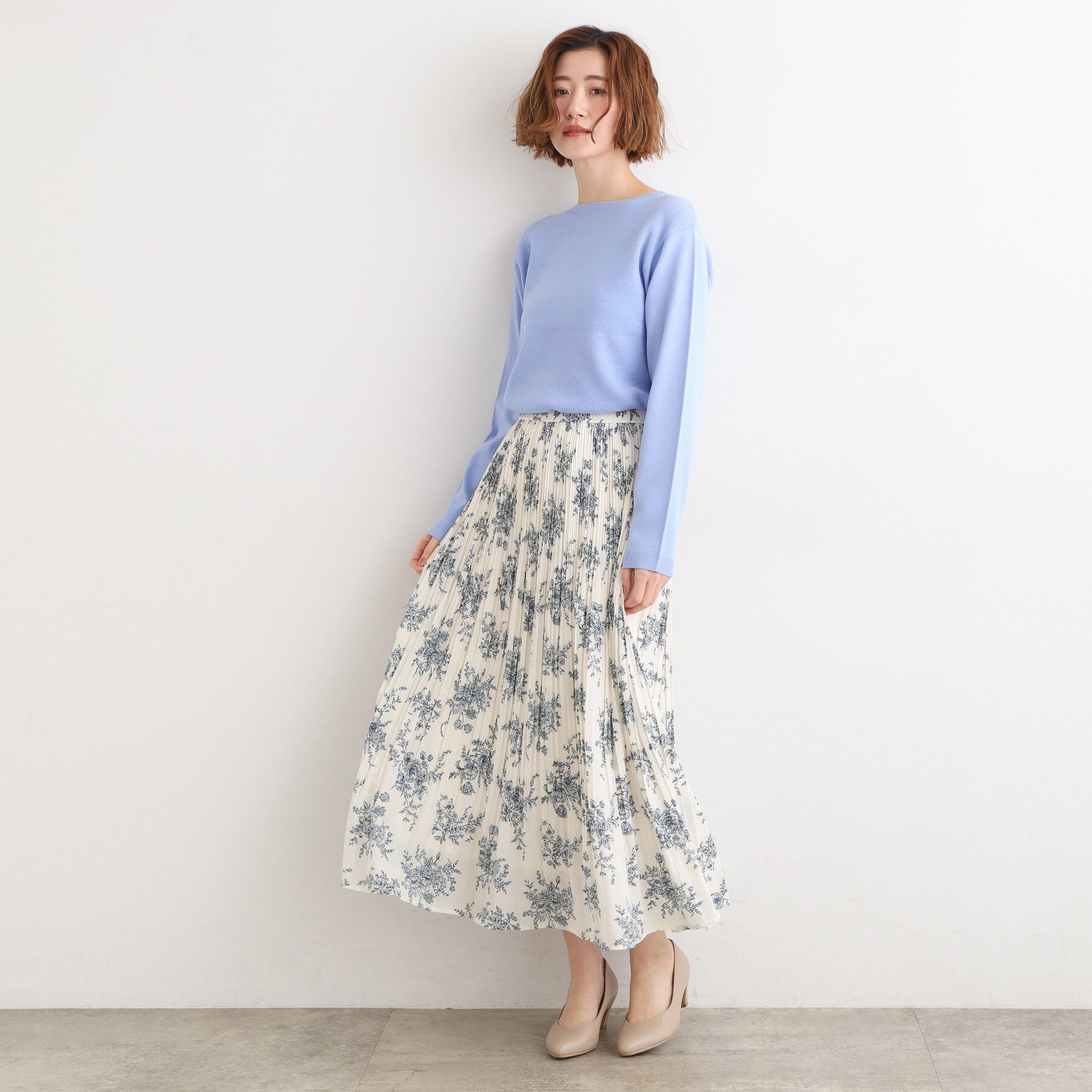 grove「【選べる着丈/ウエストゴム】ヴィンテージサテンプリーツスカート【手洗いOK】」|スカート|