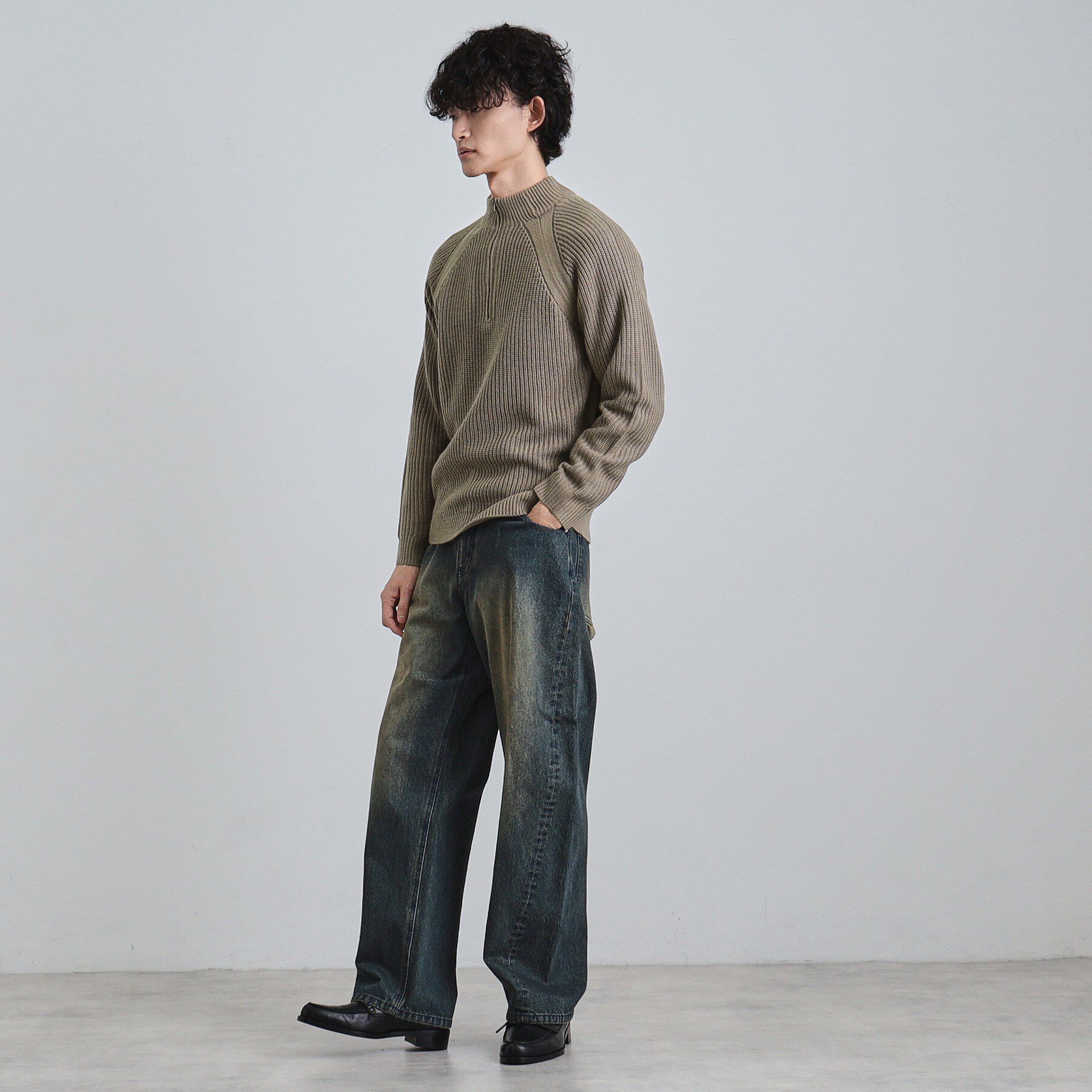 tk.TAKEO KIKUCHI「片畦ハーフジップニット」|ニット・セーター|