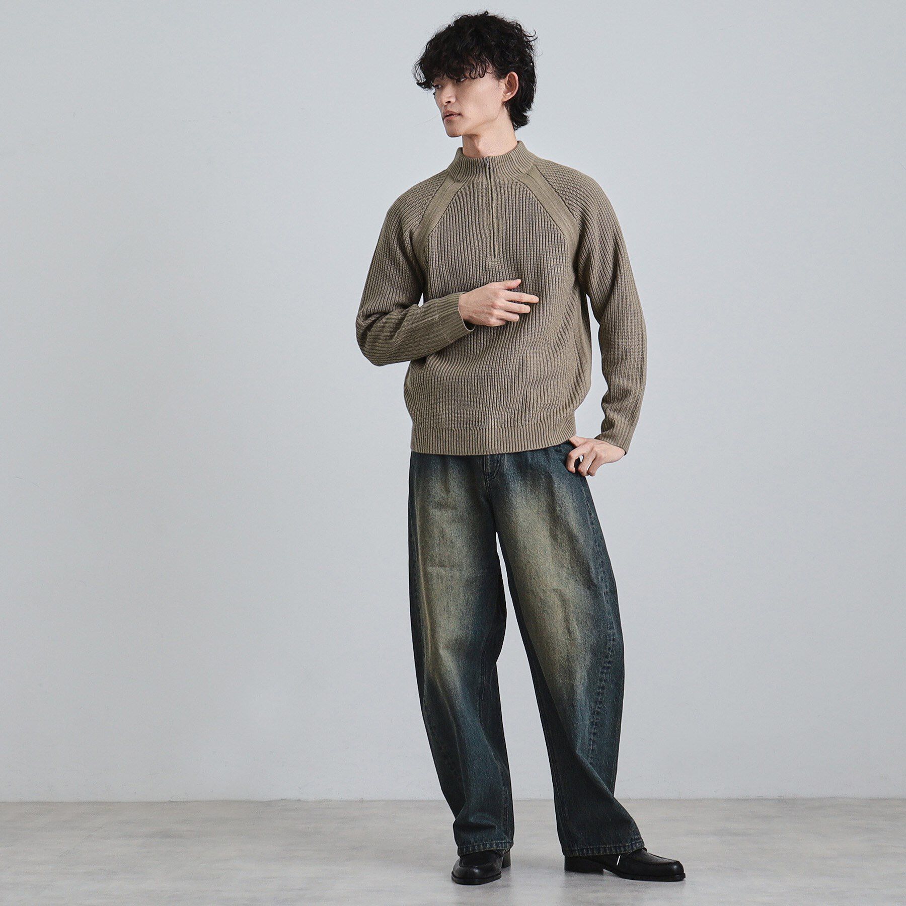 tk.TAKEO KIKUCHI「片畦ハーフジップニット」|ニット・セーター|