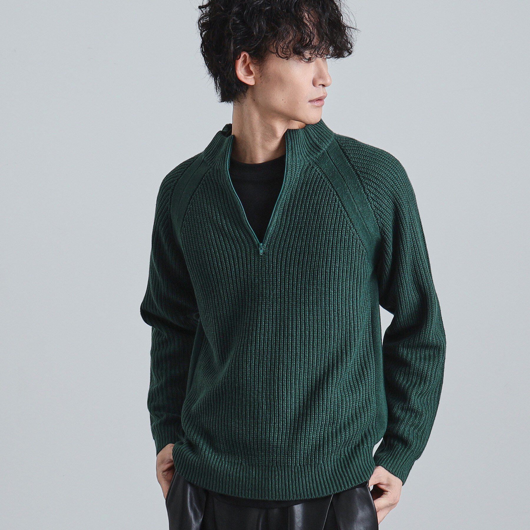 tk.TAKEO KIKUCHI「片畦ハーフジップニット」|ニット・セーター|