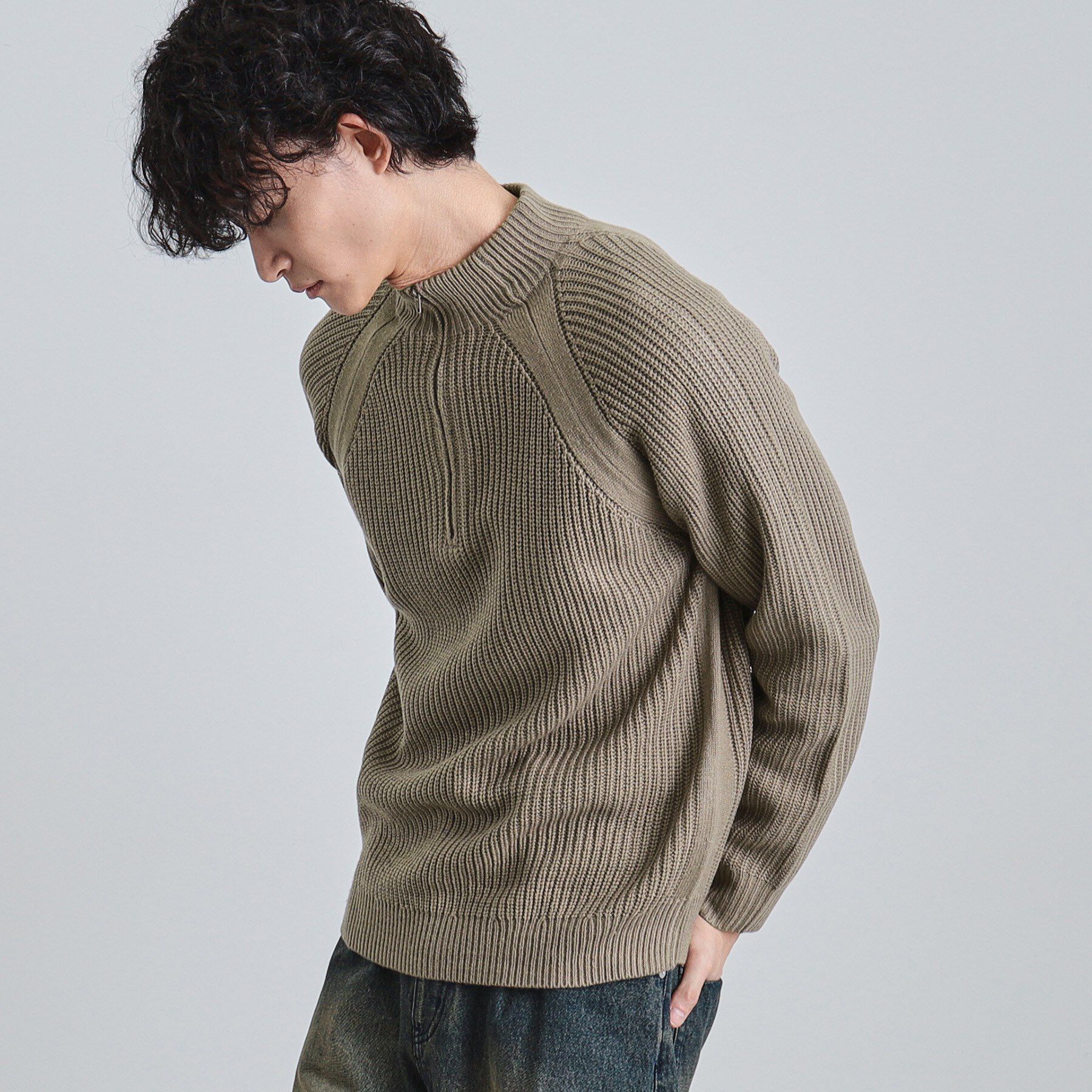 tk.TAKEO KIKUCHI「片畦ハーフジップニット」|ニット・セーター|