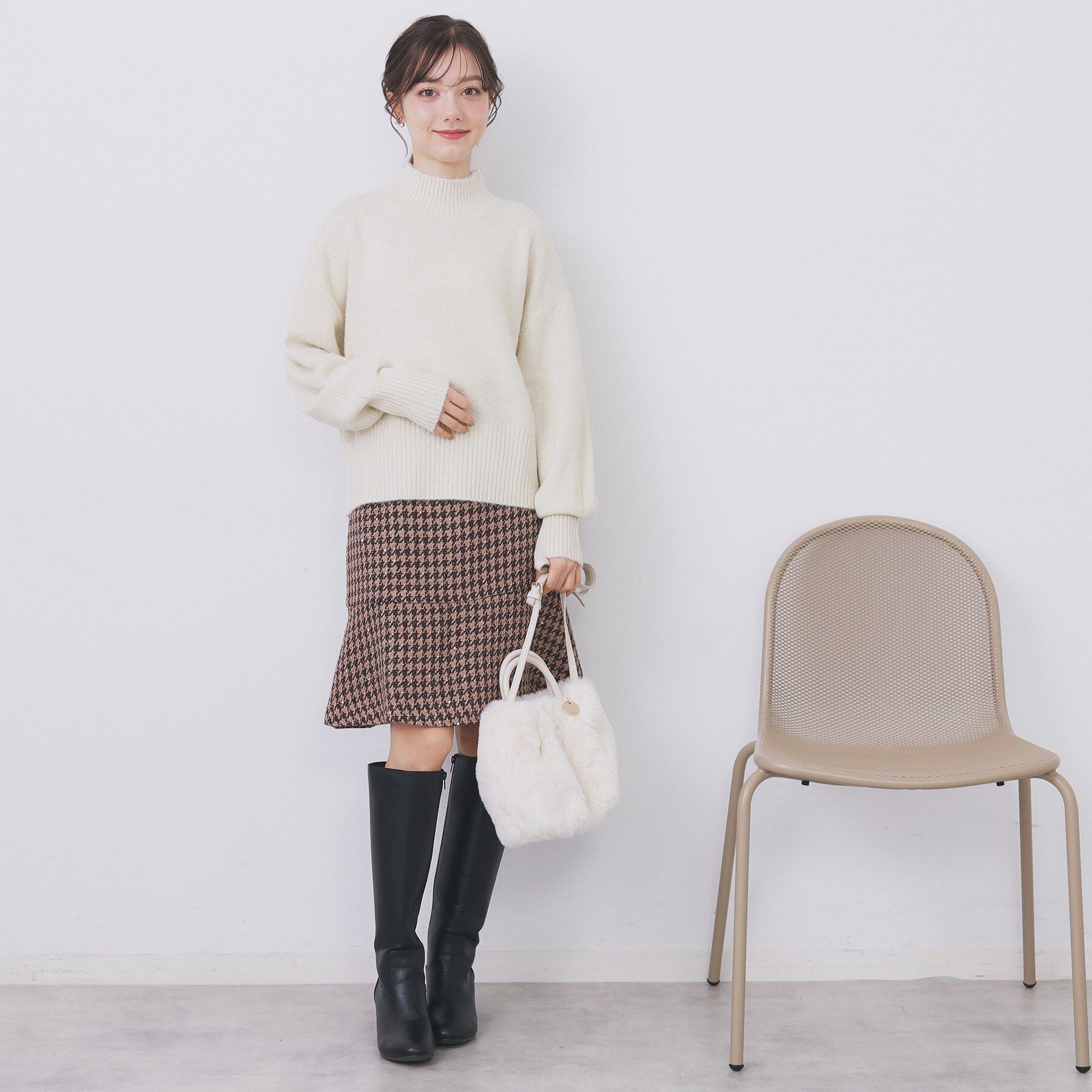 index「選べる2丈 ハイネックカラーミックスラメニット【洗濯機OK】」|ニット・セーター|