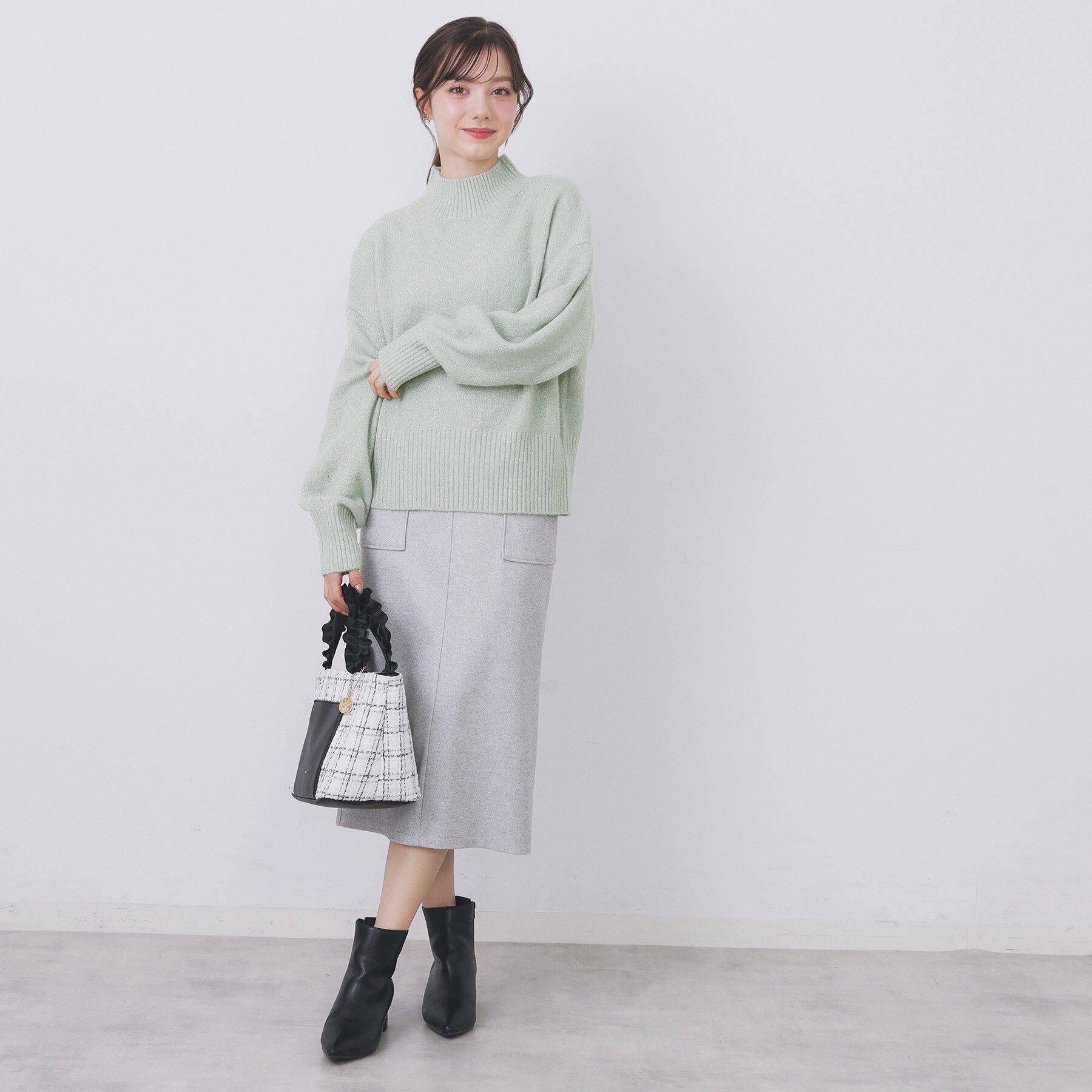 index「選べる2丈 ハイネックカラーミックスラメニット【洗濯機OK】」|ニット・セーター|