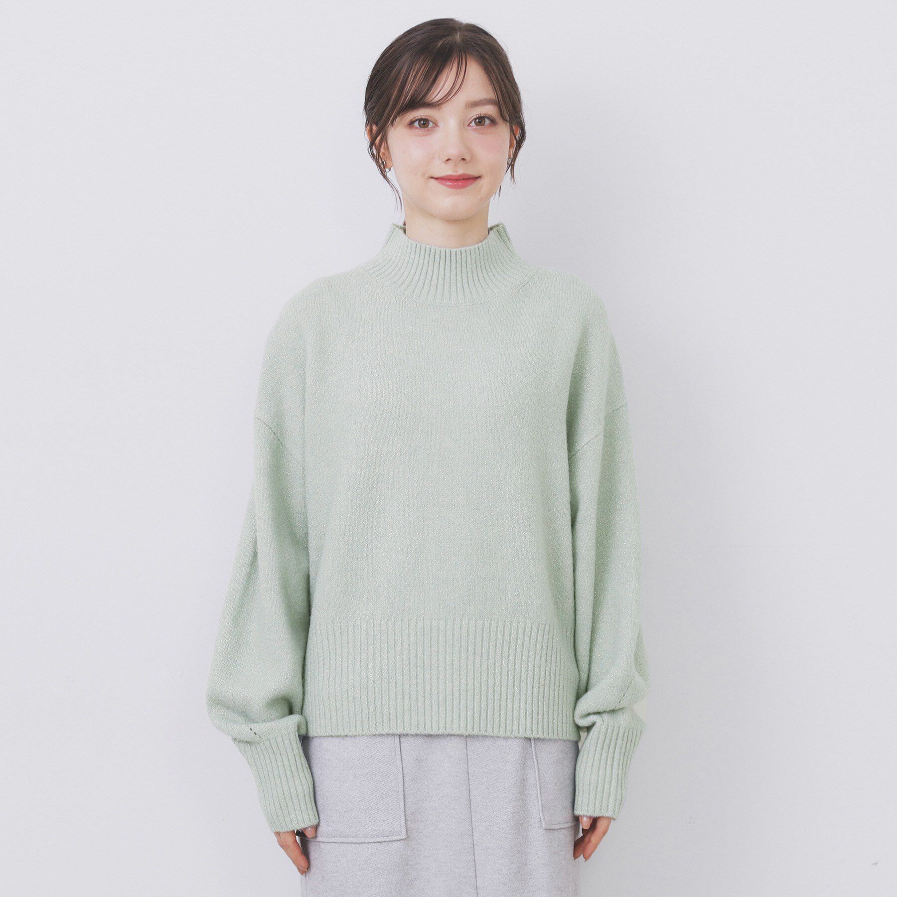 index「選べる2丈 ハイネックカラーミックスラメニット【洗濯機OK】」|ニット・セーター|