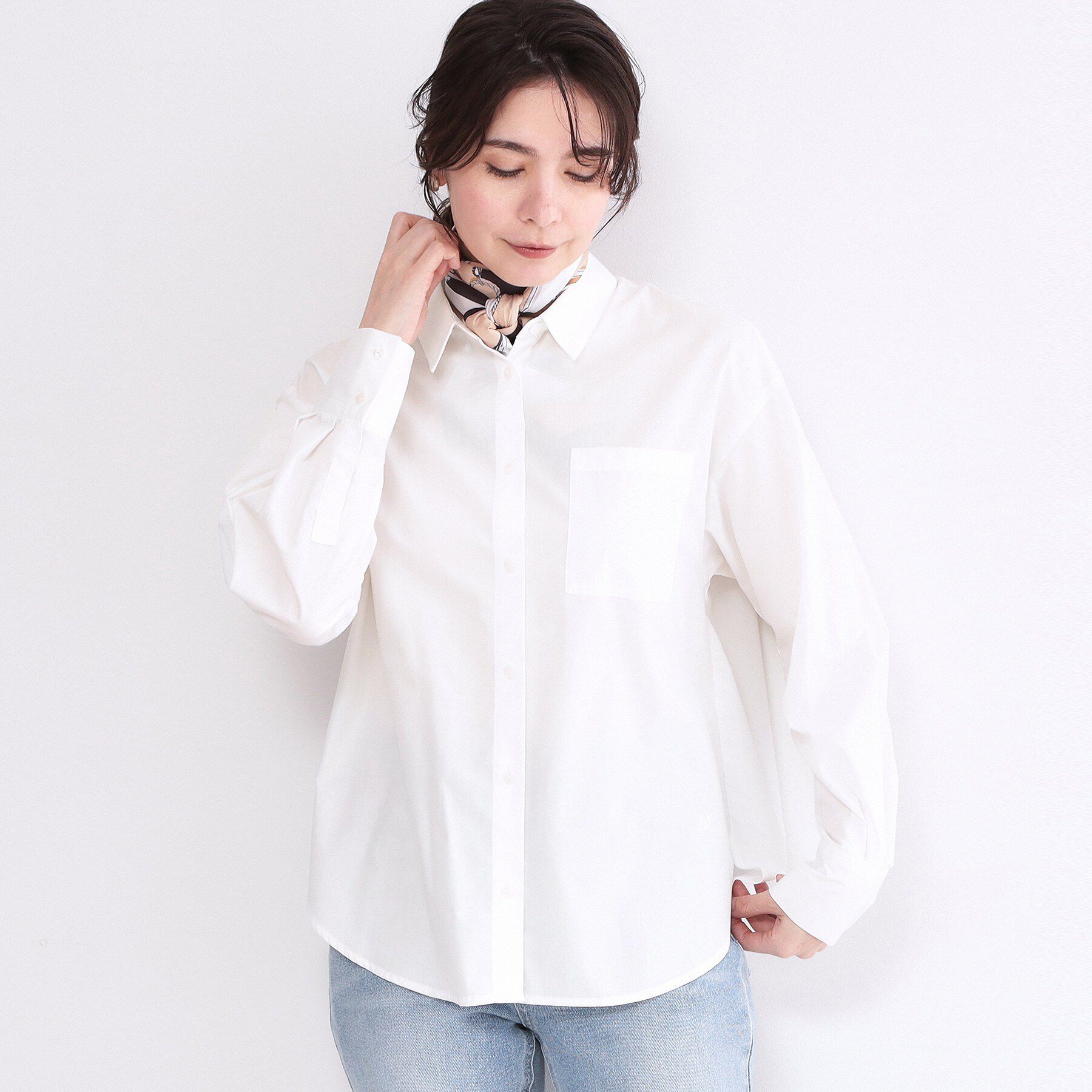 OPAQUE.CLIP「レギュラーカラーシャツ/ストライプアソート【洗濯機OK】」|シャツ・ブラウス|ホワイト(001)