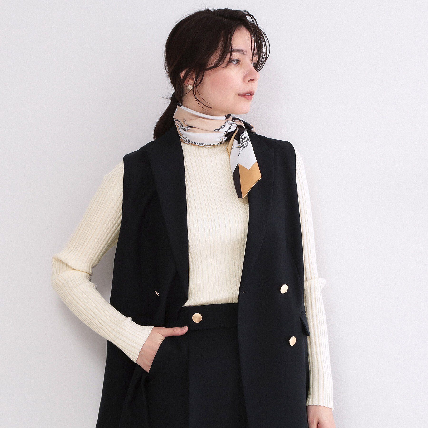 OPAQUE.CLIP「ランダムリブハイネックニット【洗濯機OK】」|ニット・セーター|