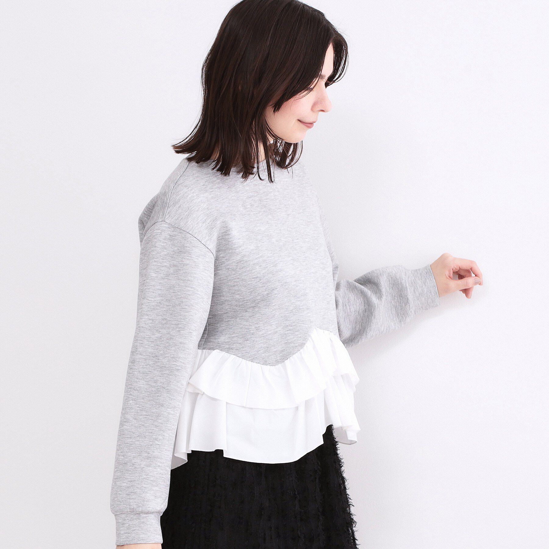 OPAQUE.CLIP「裾フリルドッキングトップス【洗濯機OK】」|Tシャツ・カットソー|