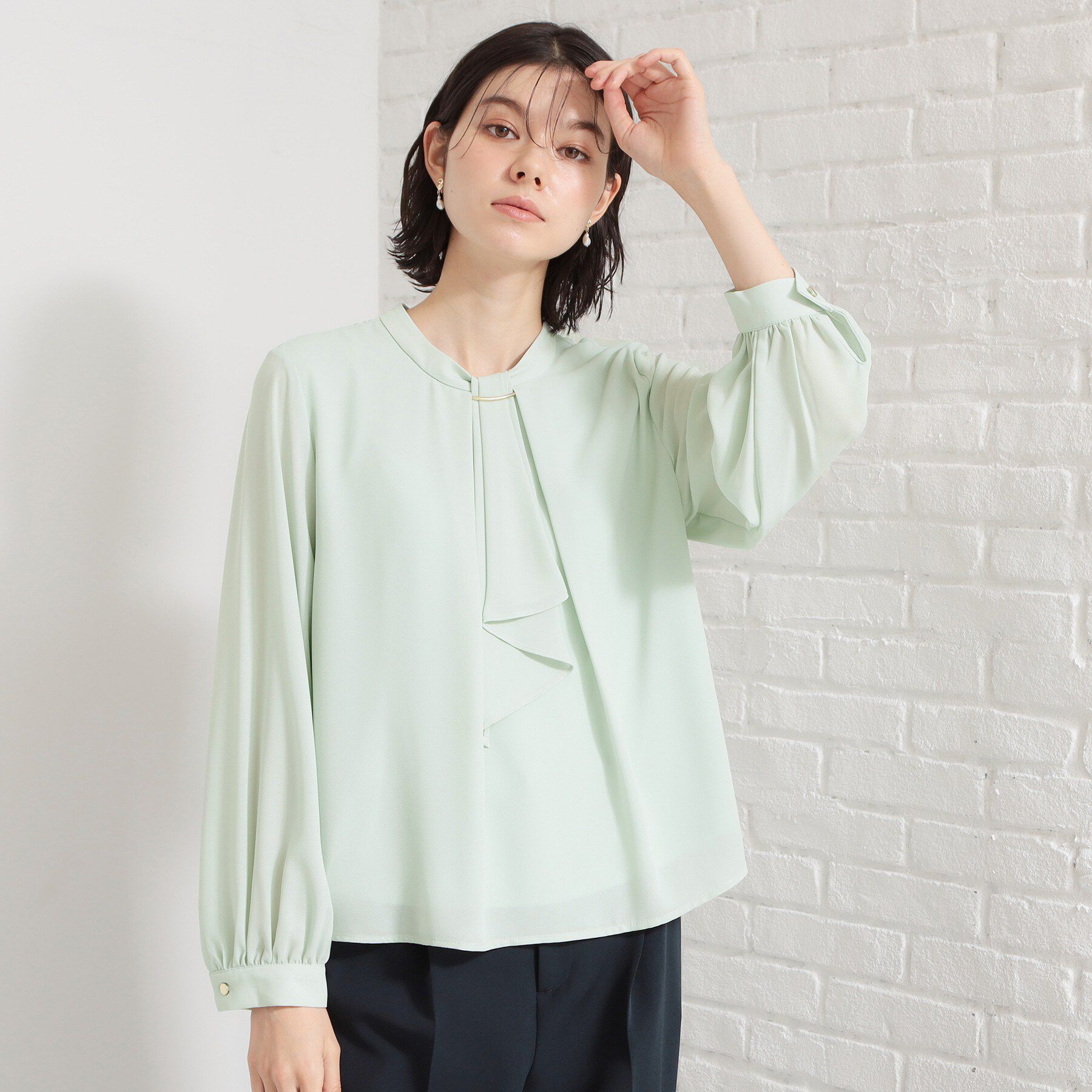 THE SHOP TK「バー付きラッフルタイブラウス」|シャツ・ブラウス|