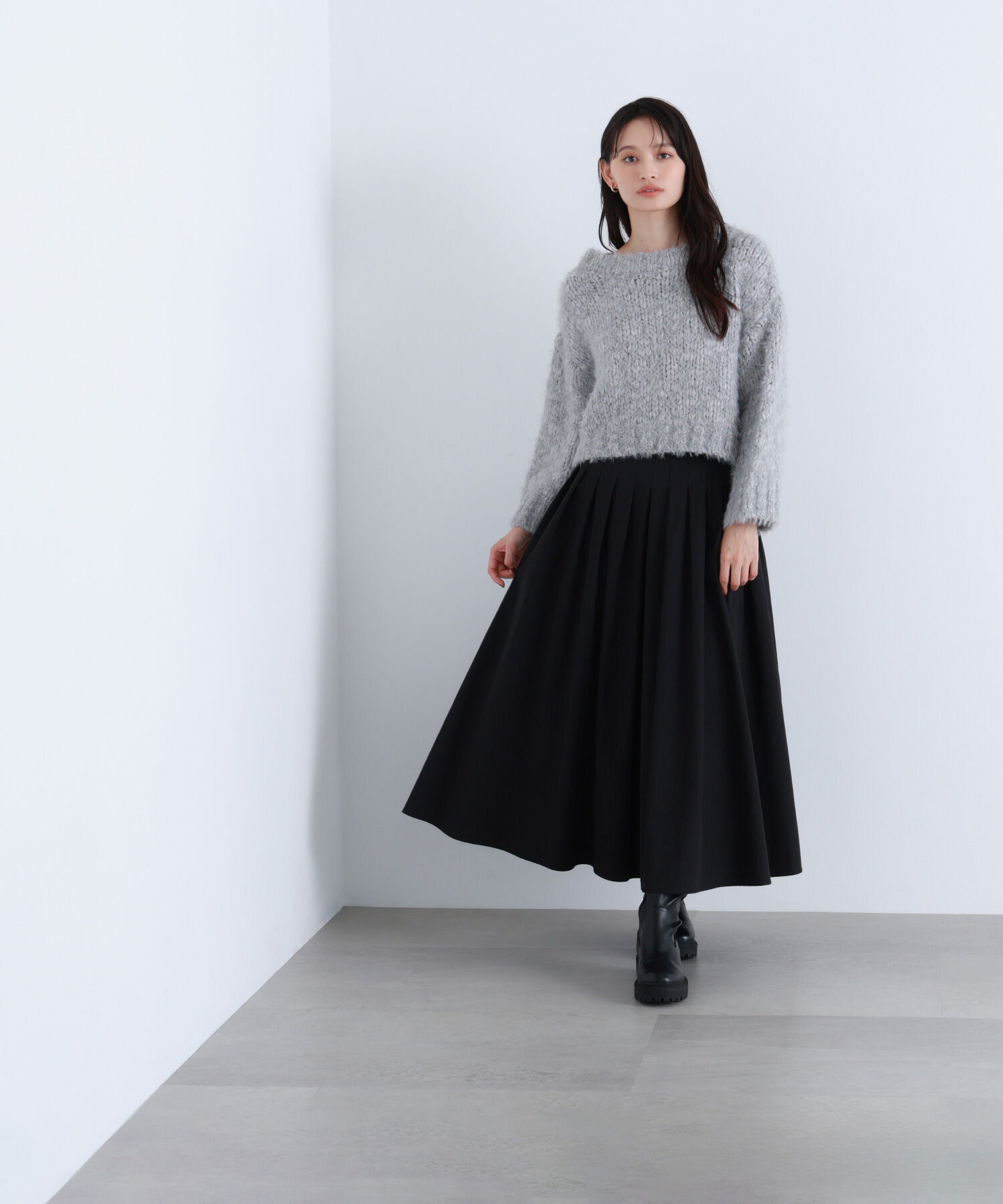  「2wayネックスラブヤーンニット」|ニット・セーター|