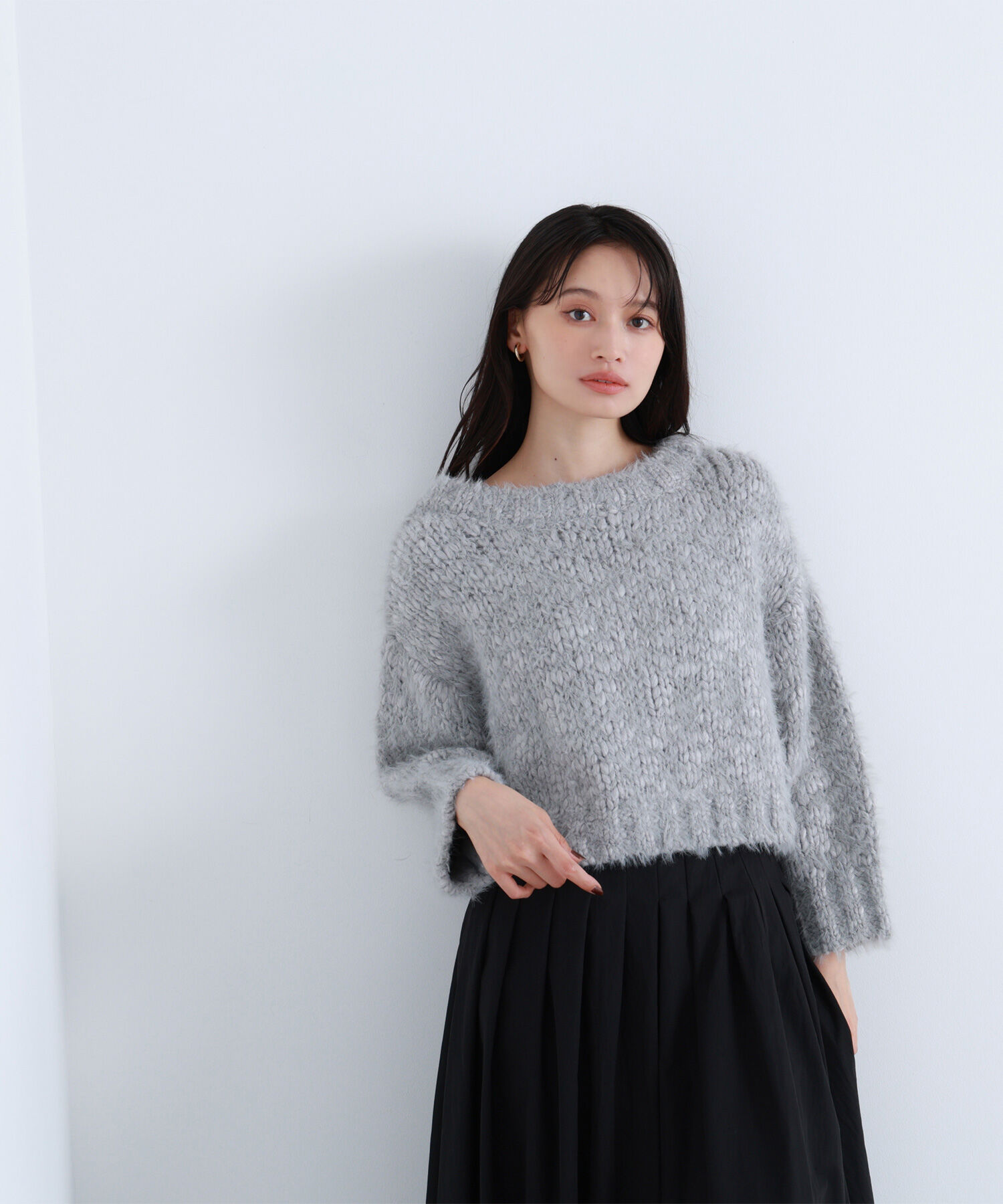  「2wayネックスラブヤーンニット」|ニット・セーター|