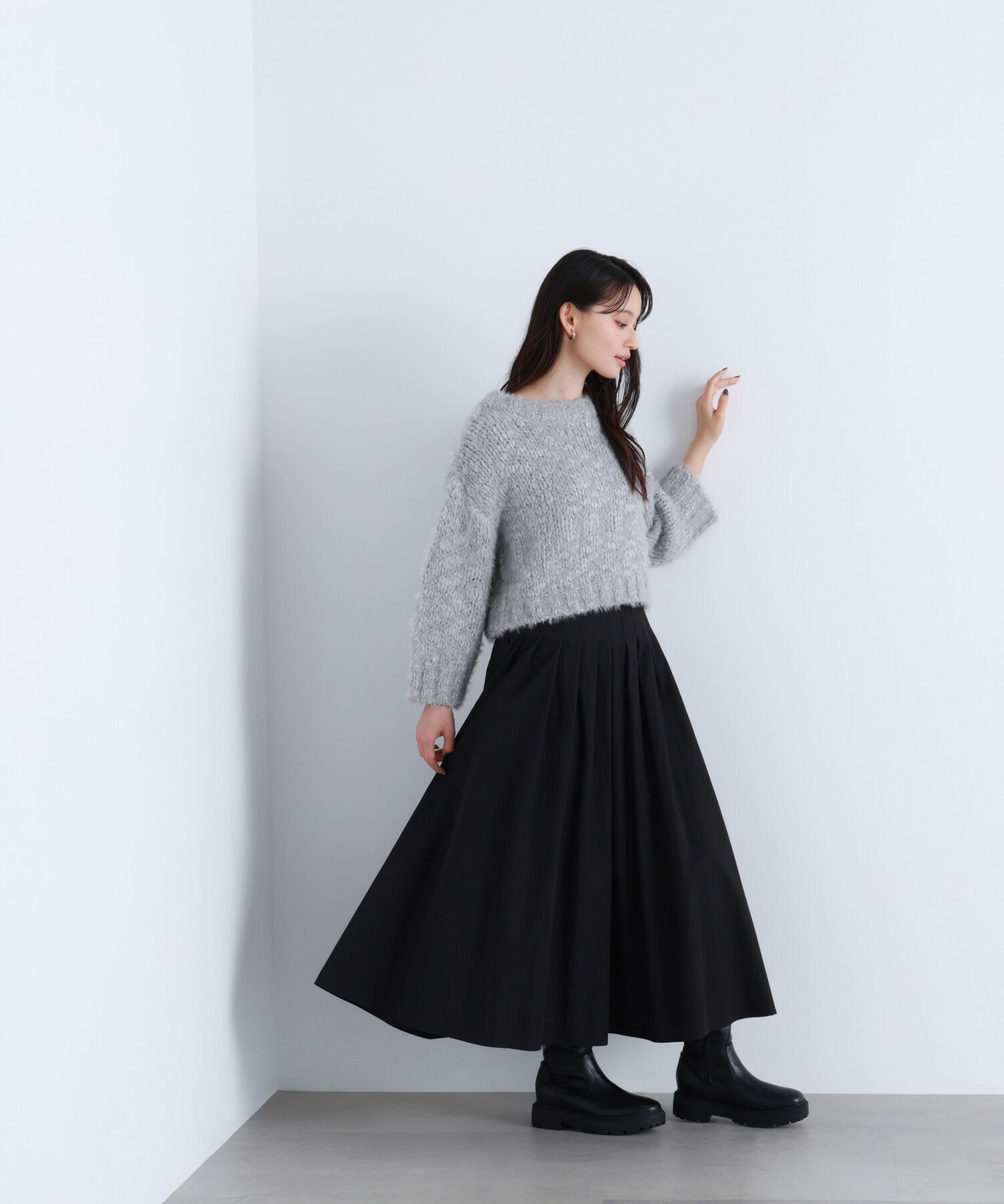  「2wayネックスラブヤーンニット」|ニット・セーター|