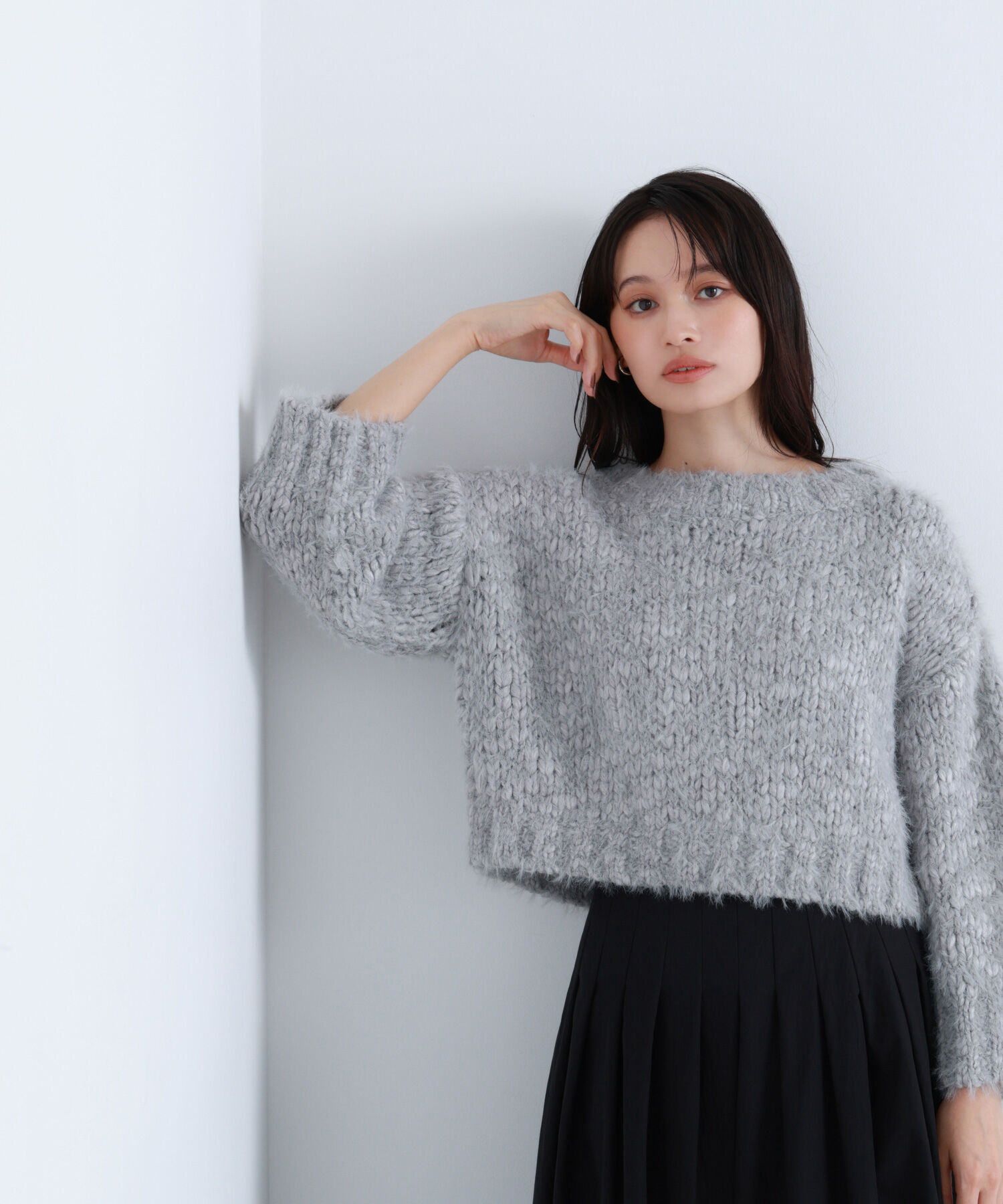  「2wayネックスラブヤーンニット」|ニット・セーター|