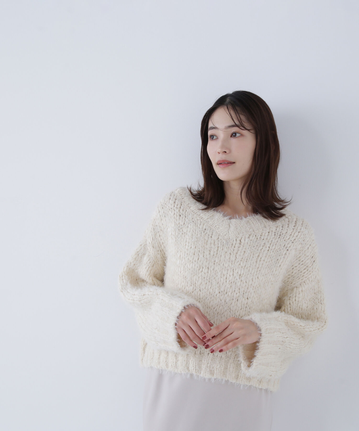  「2wayネックスラブヤーンニット」|ニット・セーター|