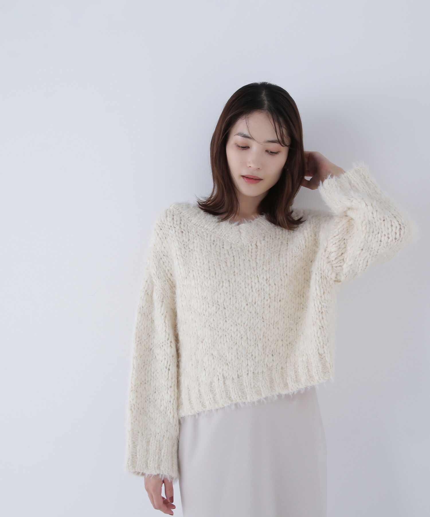  「2wayネックスラブヤーンニット」|ニット・セーター|