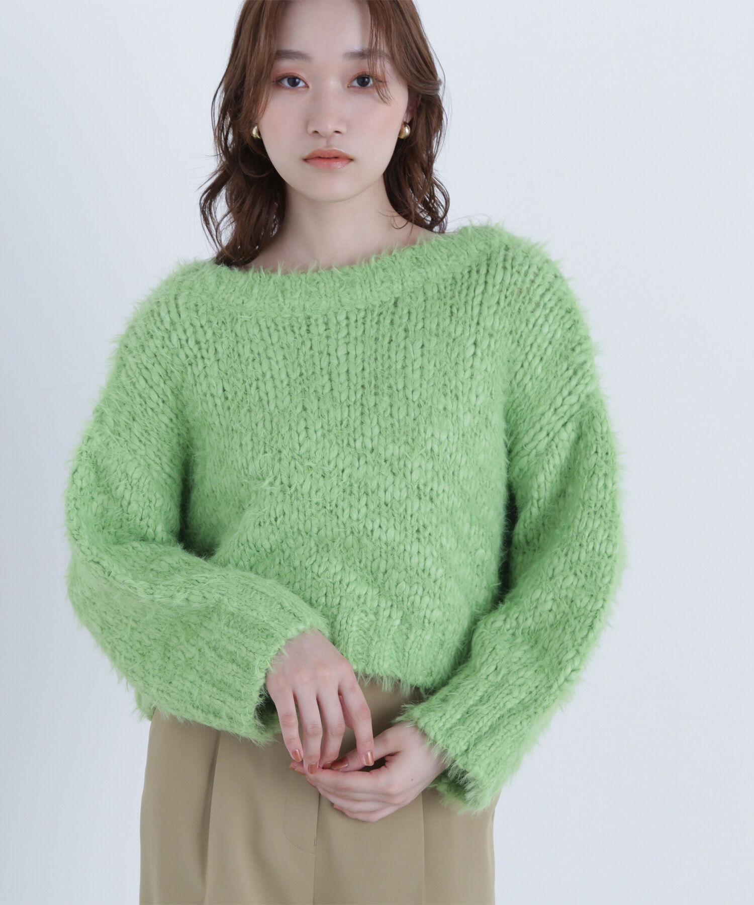  「2wayネックスラブヤーンニット」|ニット・セーター|