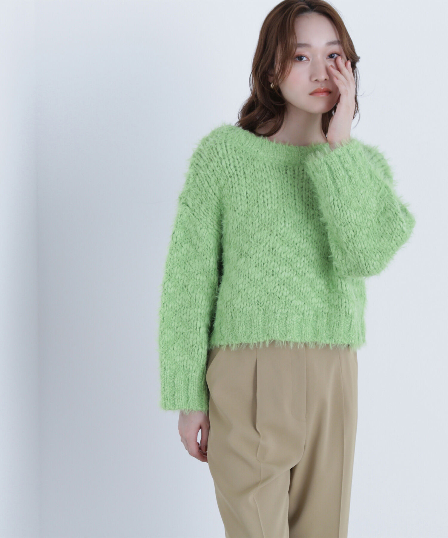  「2wayネックスラブヤーンニット」|ニット・セーター|