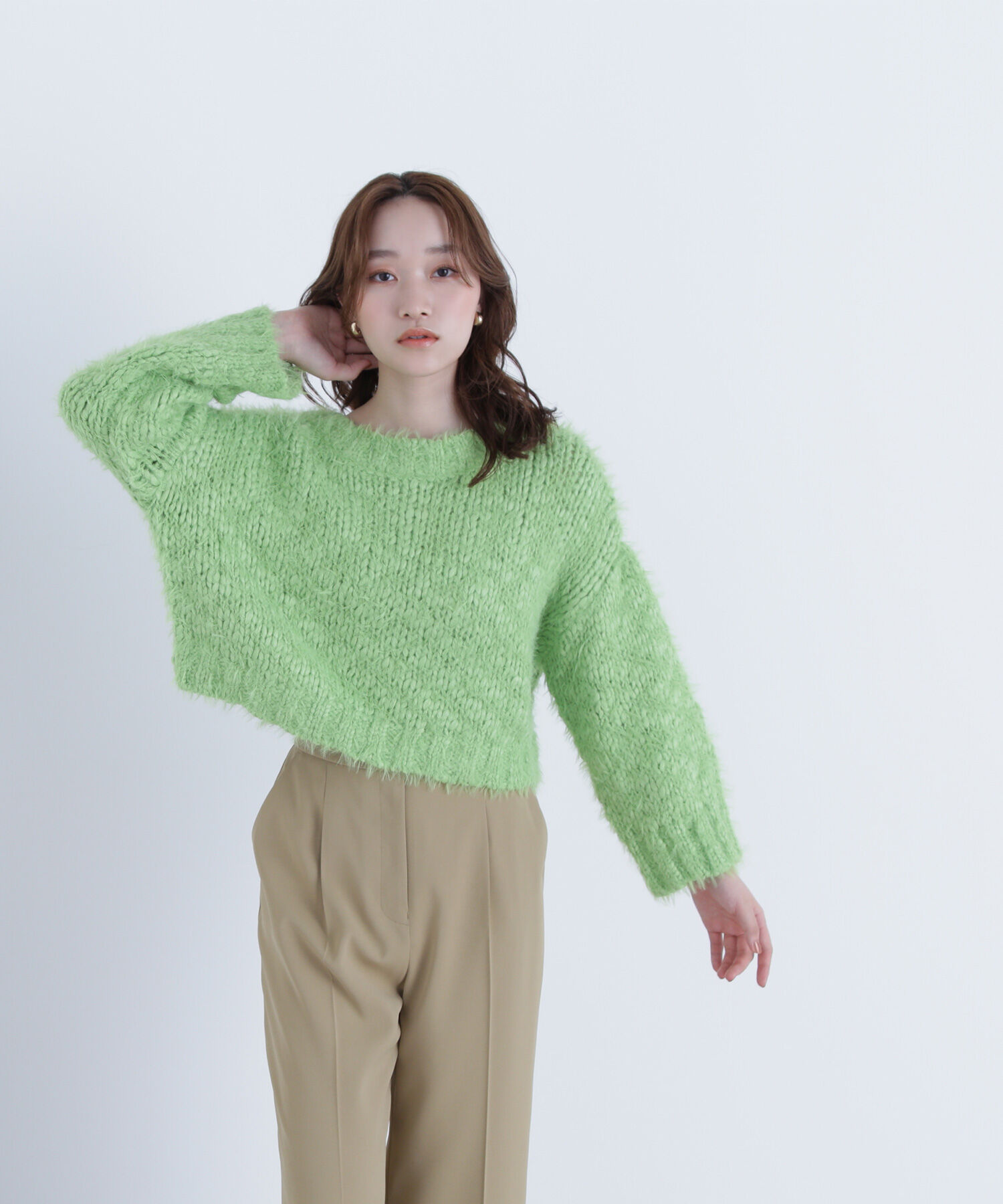  「2wayネックスラブヤーンニット」|ニット・セーター|