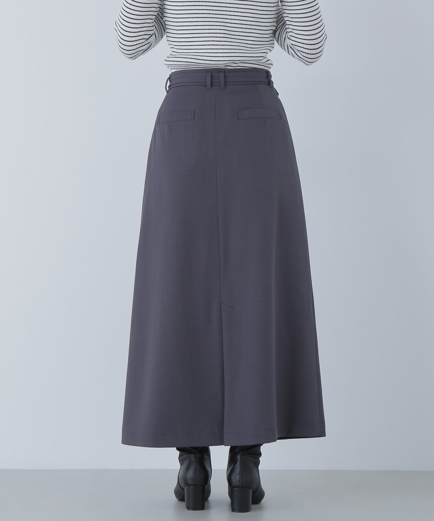  「ベルテッドセミフレアロングスカート」|スカート|