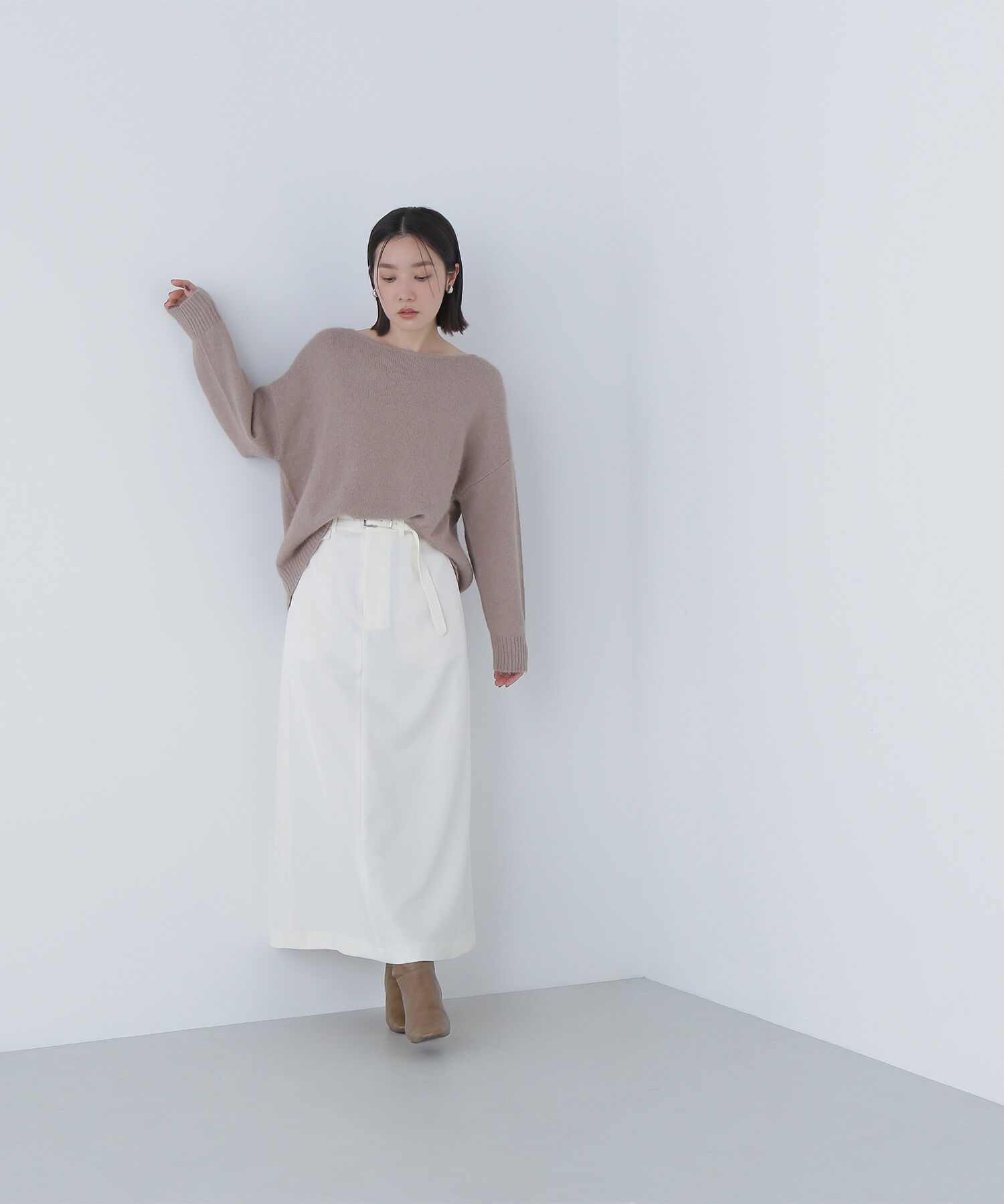  「ベルテッドセミフレアロングスカート」|スカート|