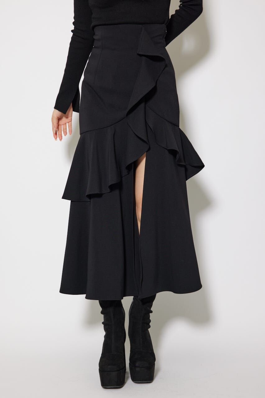 rienda「フリルスリットハイウエストスコートショートパンツ」|その他|BLK