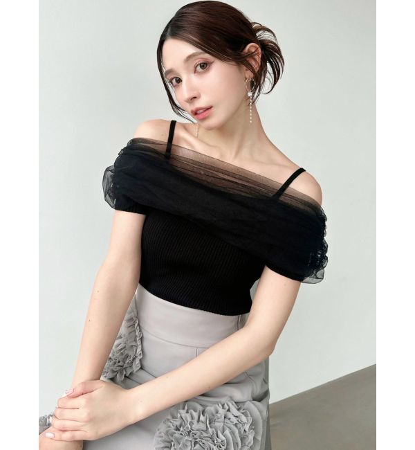 RESEXXY「シアーコンビオフショルニット」|ニット・セーター|