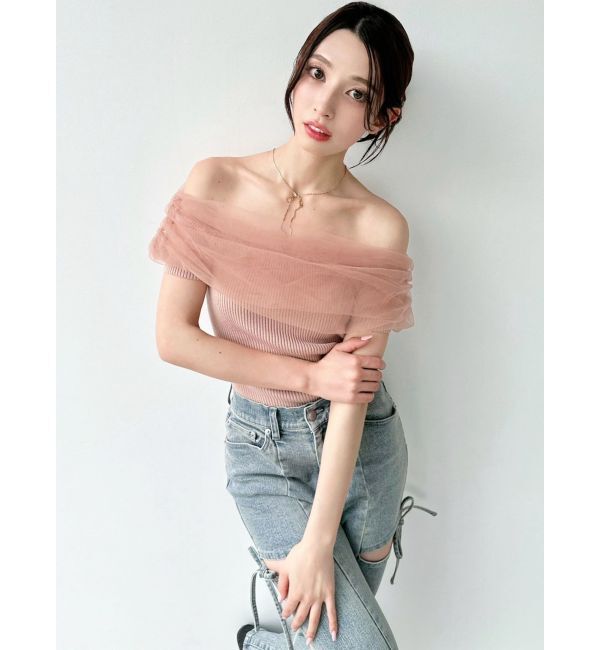 RESEXXY「シアーコンビオフショルニット」|ニット・セーター|