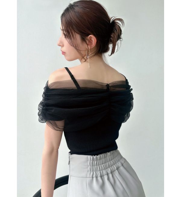 RESEXXY「シアーコンビオフショルニット」|ニット・セーター|ブラック