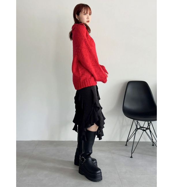 dazzlin「フリルスリットサテンスカート」|スカート|