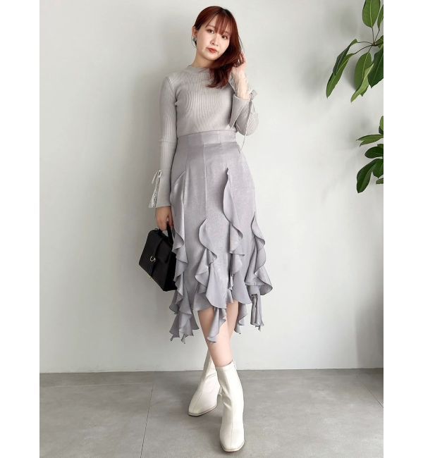 dazzlin「フリルスリットサテンスカート」|スカート|