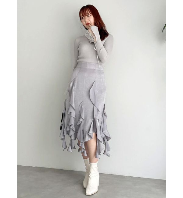 dazzlin「フリルスリットサテンスカート」|スカート|