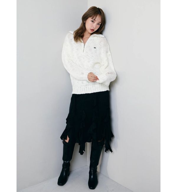 dazzlin「フリルスリットサテンスカート」|スカート|