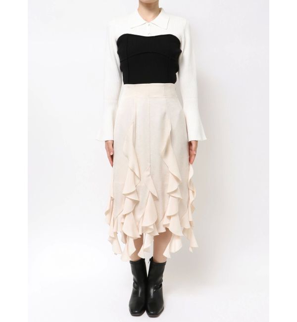 dazzlin「フリルスリットサテンスカート」|スカート|