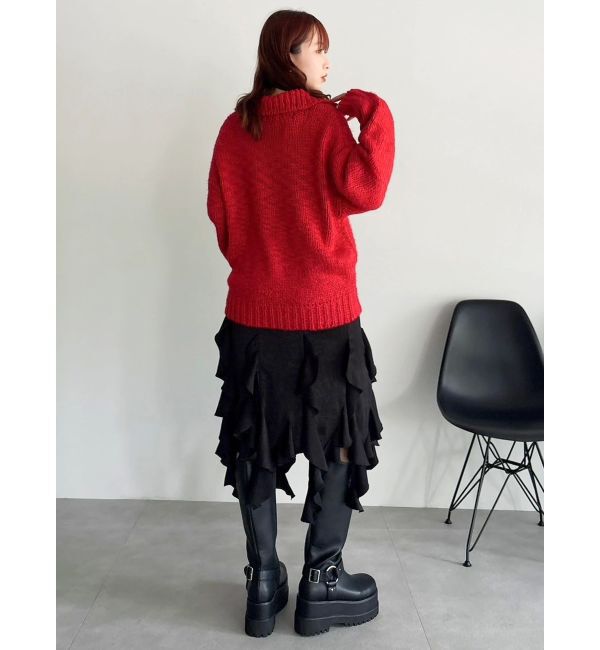 dazzlin「フリルスリットサテンスカート」|スカート|