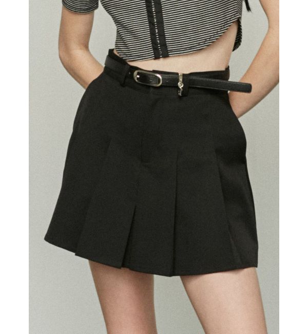 EMODA「チャームベルトプリーツスカート」|スカート|ブラック