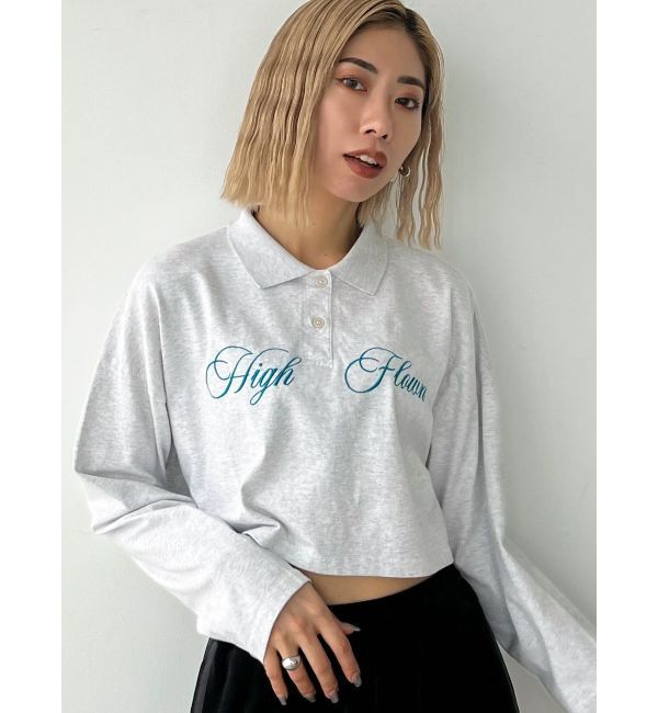 EMODA「グラフィカルポロロングTシャツ」|Tシャツ・カットソー|グレー