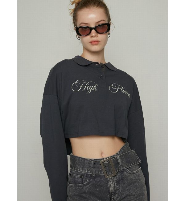 EMODA「グラフィカルポロロングTシャツ」|Tシャツ・カットソー|ネイビー