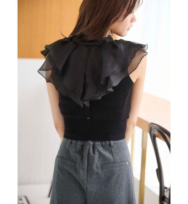 MERCURYDUO「異素材ラッフルコンパクトニット」|ニット・セーター|