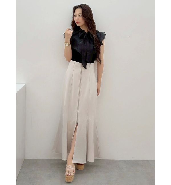 MERCURYDUO「異素材ラッフルコンパクトニット」|ニット・セーター|