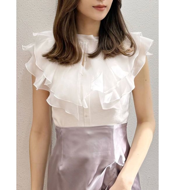 MERCURYDUO「異素材ラッフルコンパクトニット」|ニット・セーター|