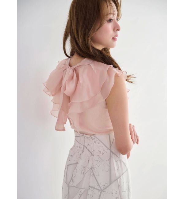 MERCURYDUO「異素材ラッフルコンパクトニット」|ニット・セーター|ピンク